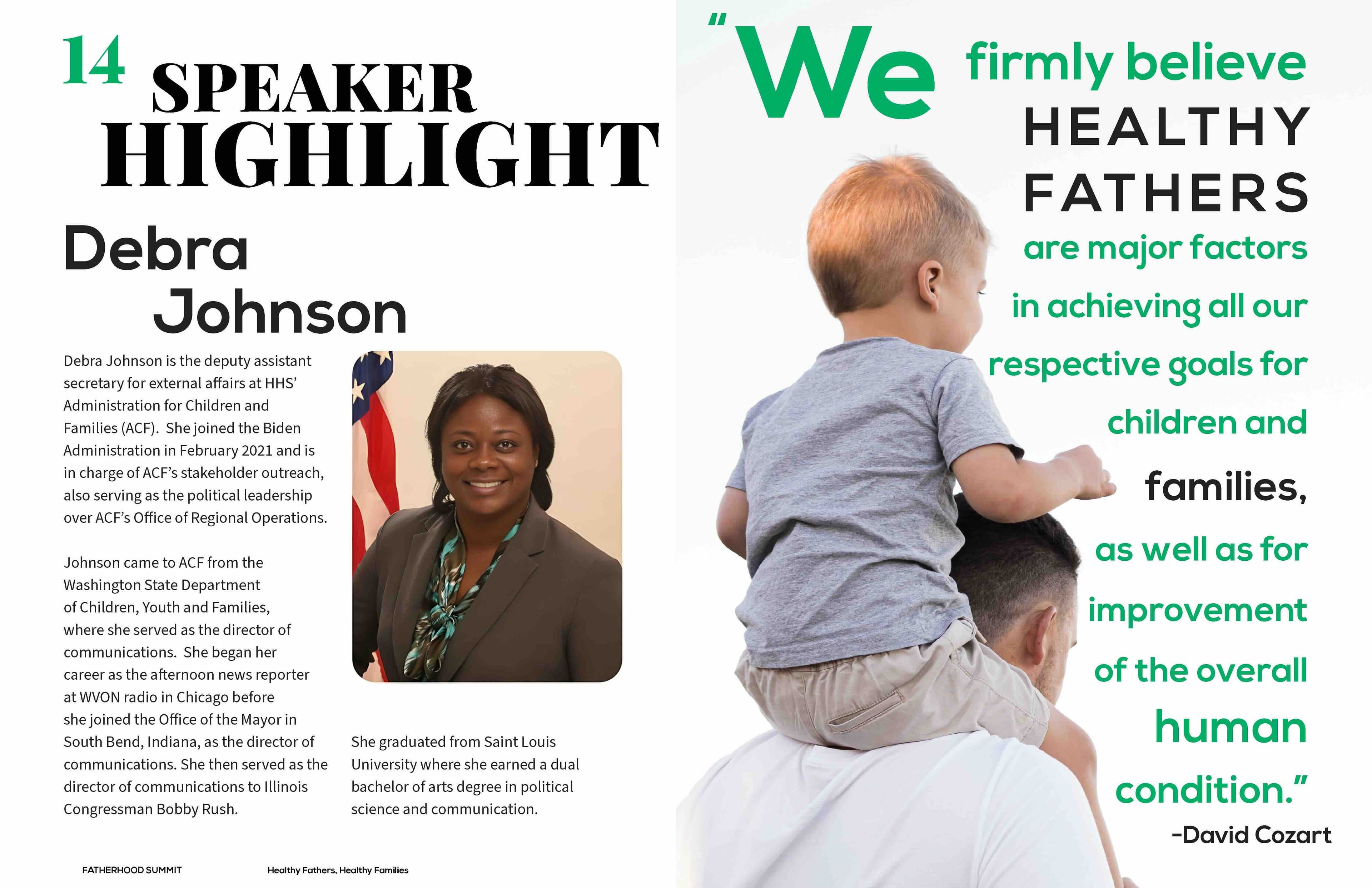 Fatherhood Summit Speaker Highlight spread with featured bio and quote