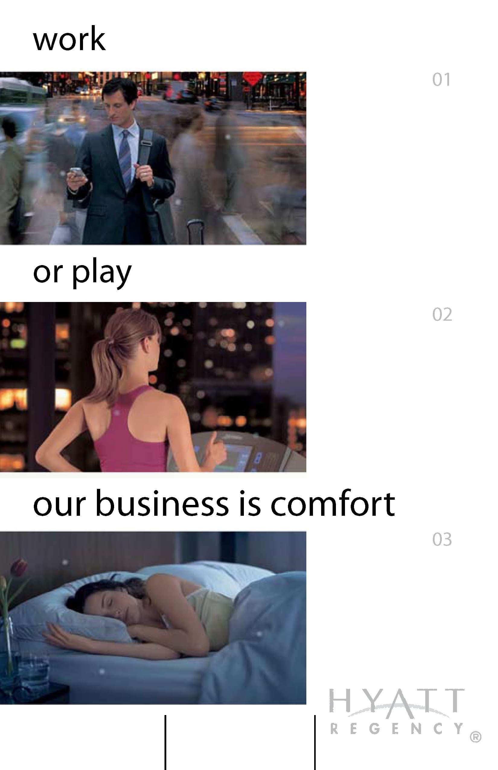 Hyatt Regency work-play-rest ad for SAWCA convention brochure