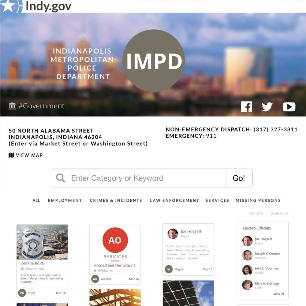 Indy.gov agency page concept.