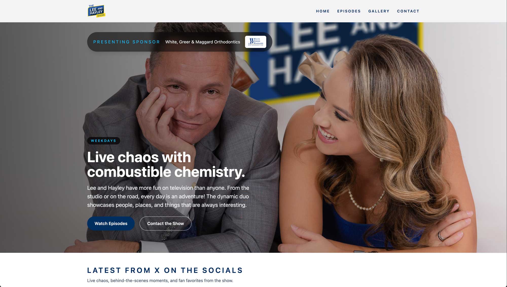 The Lee & Hayley Show homepage.