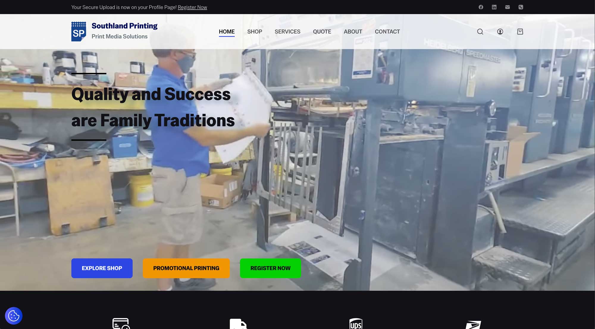 Southland Printing homepage.