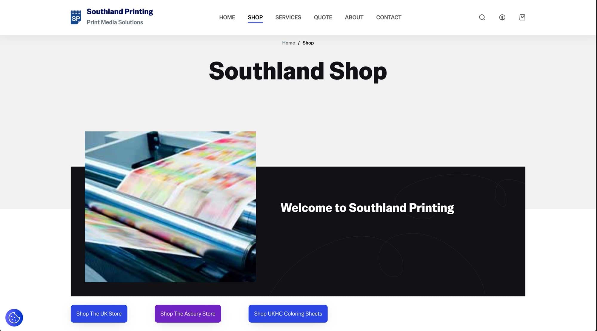 Southland Printing shop page.